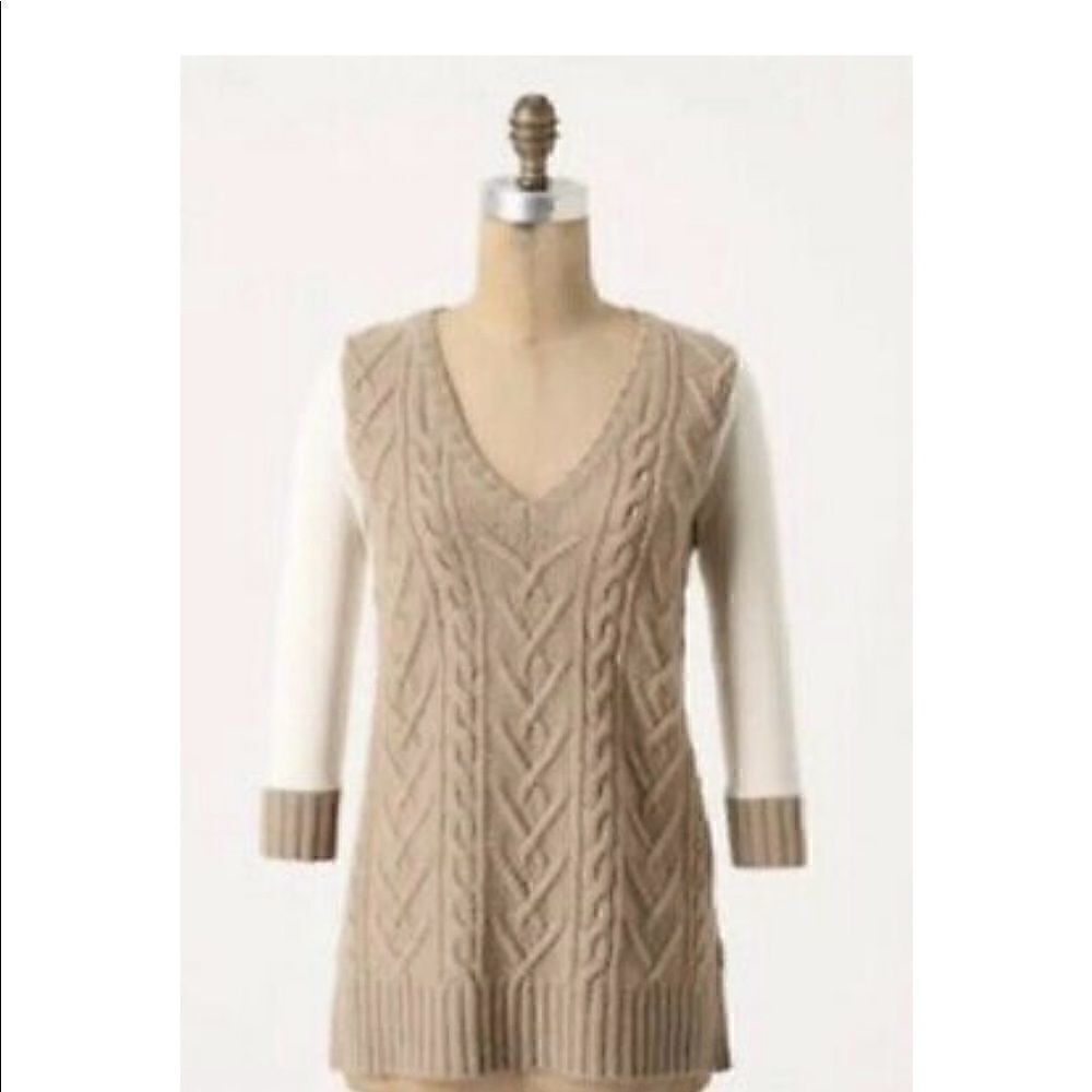 Pilcro and The Letterpress | Anthropologie Brown Wool V Neck Pullover Sweater